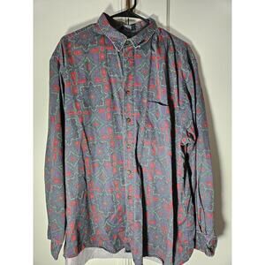 NAUTICA Men's Paisley Multicolored L/S Button Down Shirt Size XL